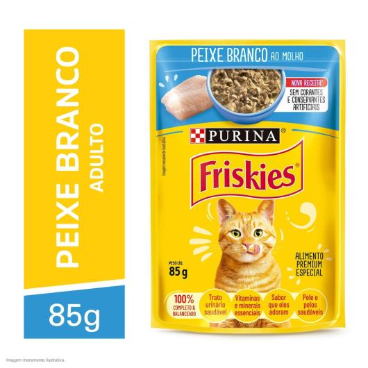 Ração Úmida FRISKIES Gatos Adultos Peixe Branco ao molho 85g - Imagem em destaque