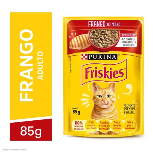 Ração Úmida FRISKIES Gatos Adultos Frango ao molho 85g - Imagem em destaque