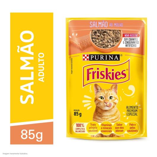 Ração Úmida FRISKIES Gatos Adultos Salmão ao molho 85g - Imagem em destaque