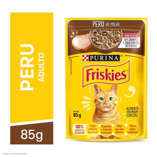 Ração Úmida FRISKIES Gatos Adultos Peru ao molho 85g - Imagem em destaque