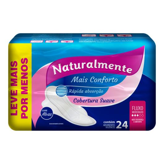 Absorvente Naturalmente Cobertura Suave com Abas Leve Mais Pague Menos 24un - Imagem em destaque