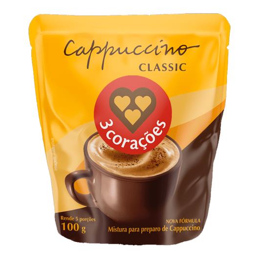 Cappuccino Solúvel Classic 3 Corações Sachê 100g - Imagem em destaque