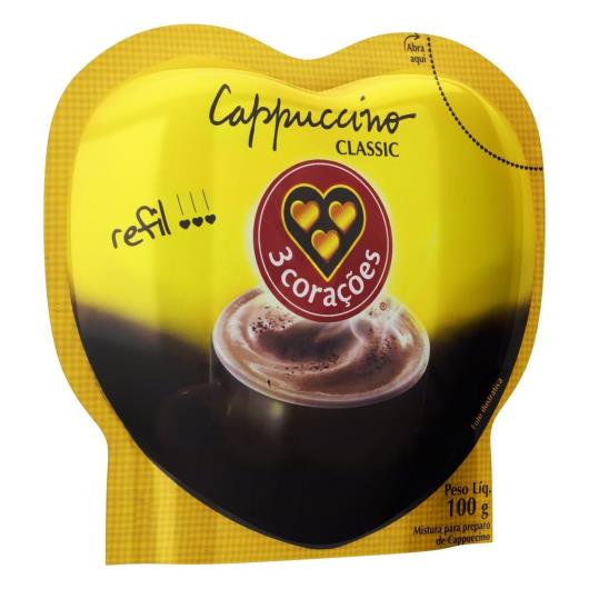 Cappuccino 3 Corações Classic Solúvel Refil 100G - Imagem em destaque