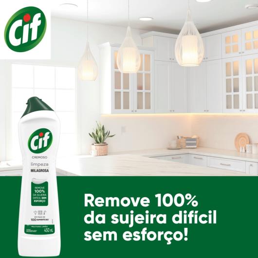 CIF Cremoso Limpeza Milagrosa produto de limpeza de casa milagroso CIF Limão remove 100% da sujeira difícil sem esforço 450 ml - Imagem em destaque
