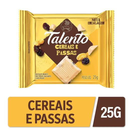 Chocolate GAROTO TALENTO Branco com Cereais e Passas 25g - Imagem em destaque