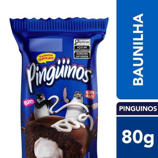 Bolo Chocolate Recheio Baunilha Cobertura Chocolate e Baunilha Pinguinos Pacote 80g - Imagem em destaque