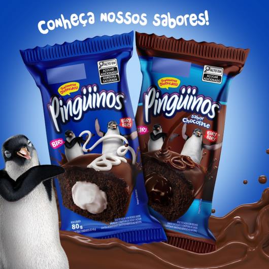 Bolo Chocolate Recheio Baunilha Cobertura Chocolate e Baunilha Pinguinos Pacote 80g - Imagem em destaque