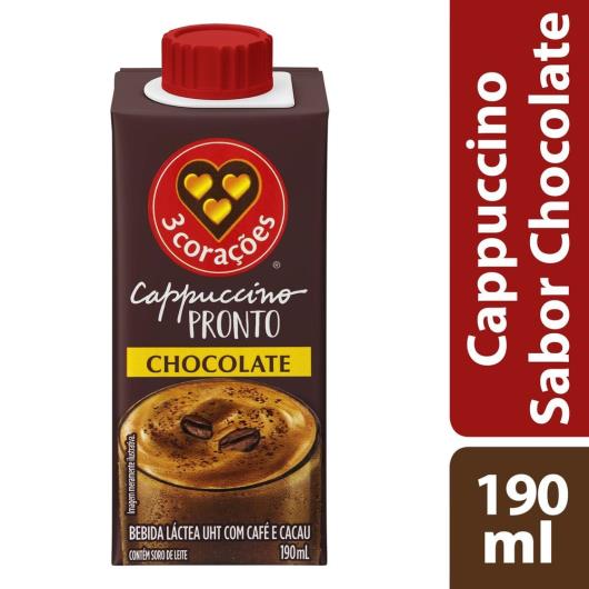 Cappuccino 3 Corações Chocolate Pronto Para Beber 190ml - Imagem em destaque