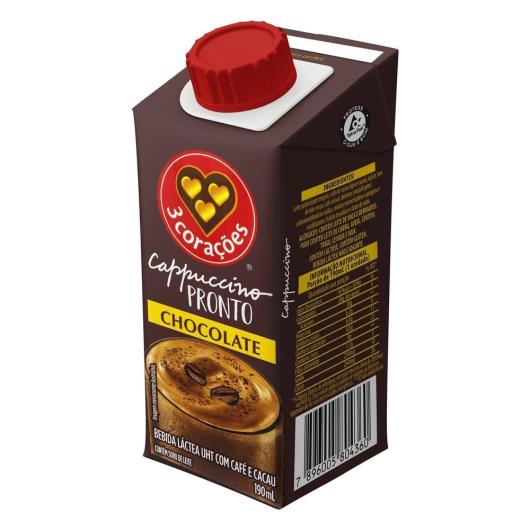 Cappuccino 3 Corações Chocolate Pronto Para Beber 190ml - Imagem em destaque