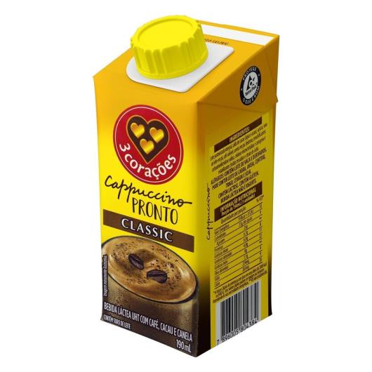 Cappuccino 3 Corações Classic Pronto Para Beber 190ml - Imagem em destaque