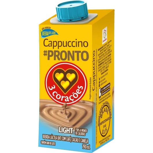 Bebida Láctea Cappuccino Light 3 Corações 190ml - Imagem em destaque