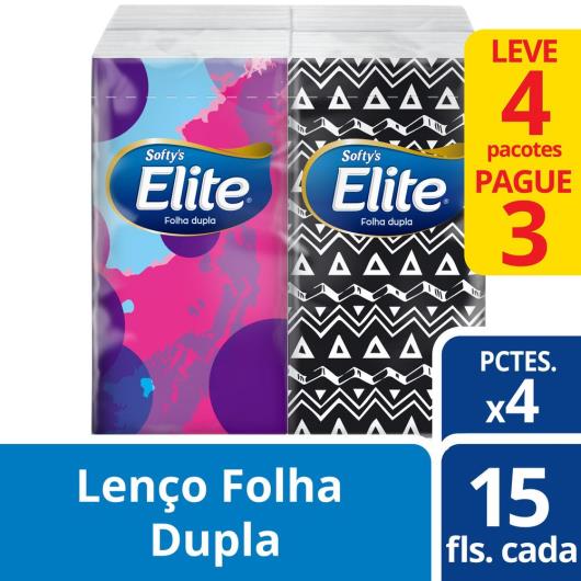 LENÇO DE PAPEL ELITE SOFTY'S MÁXIMA SUAVIDADE L4P3 PACOTES COM 15fls CADA - Imagem em destaque