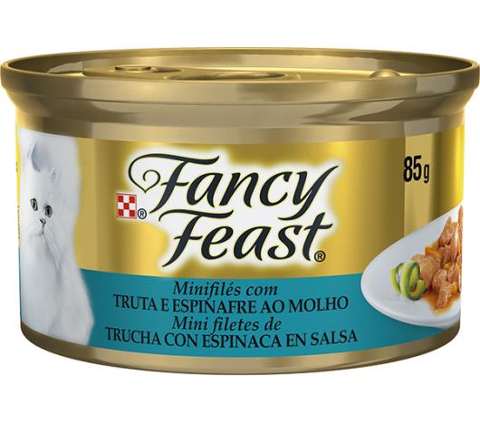 Alimento para gatos Fancy Feast sabor truta e espinafre ao molho 85g - Imagem em destaque