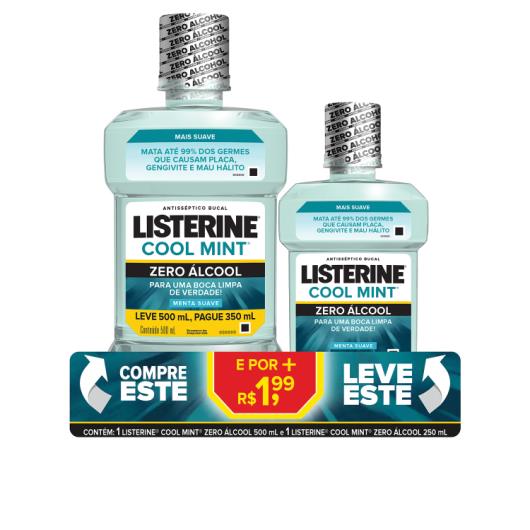 Antisséptico Listerine Zero Álcool 500ml +  Antisséptico Listerine 250ml - Imagem em destaque