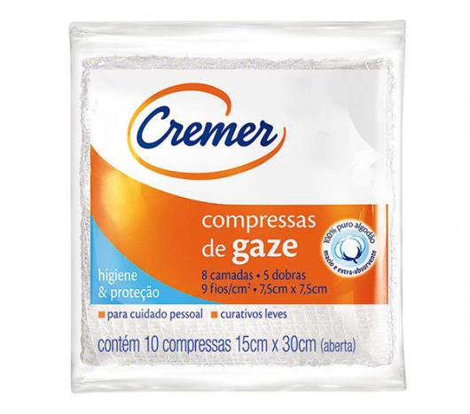 Compressas Cremer de gaze hidrófila 10 unidades - Imagem em destaque