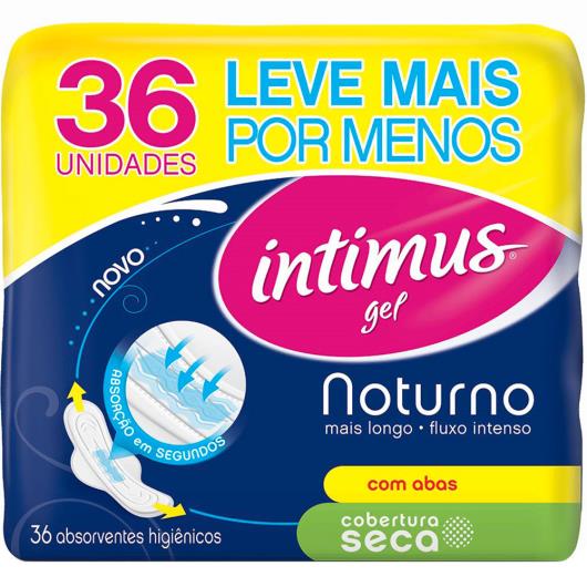 Absorvente INTIMUS Noturno COBERTURA Seca c/Abas Leve 36 Pague 30 - 36 unidades - Imagem em destaque