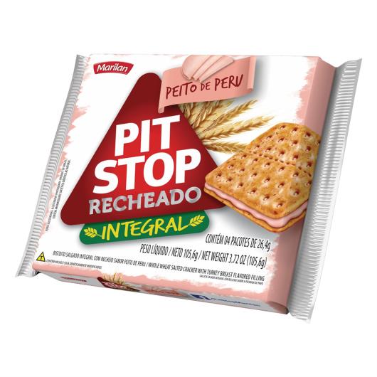 Biscoito Integral Recheio Peito de Peru Marilan Pit Stop Pacote 105,6g 4 Unidades - Imagem em destaque