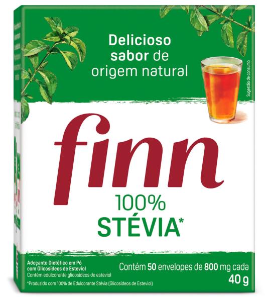 Adoçante em pó Finn 100% Stévia com 50 unidades 40g - Imagem em destaque