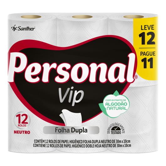 Papel Higiênico Folha Dupla Neutro Personal Vip 30m Pacote Leve 12 Pague 11 Unidades - Imagem em destaque