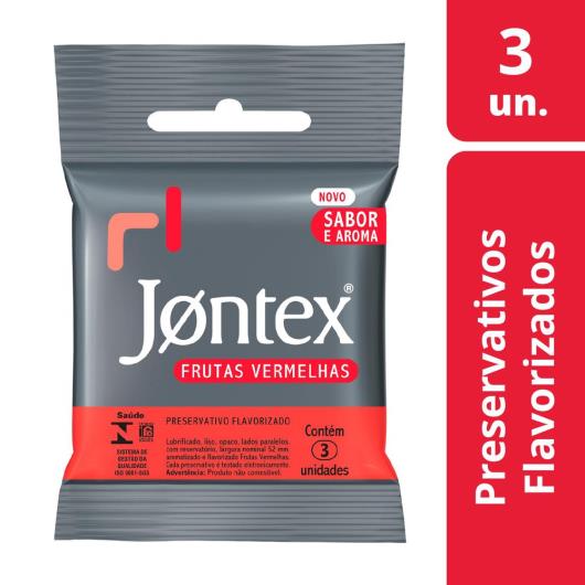 Preservativo Jontex lubrificante frutas vermelhas 3 unidades - Imagem em destaque