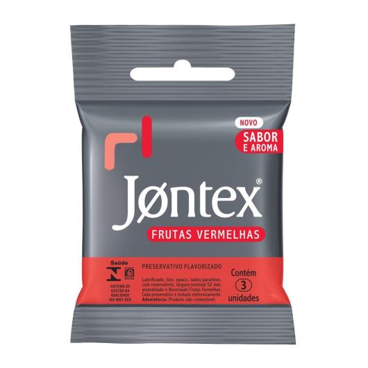 Preservativo Jontex lubrificante frutas vermelhas 3 unidades - Imagem em destaque