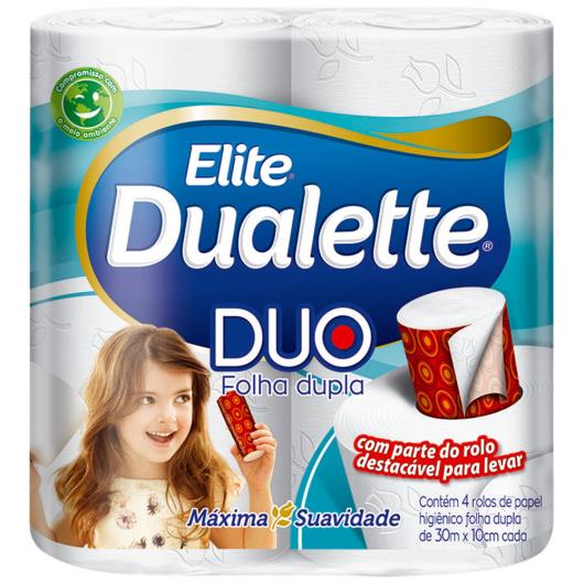 Papel higiênico Elite Dualette Duo folha dupla 30 metros com 4 unidades - Imagem em destaque