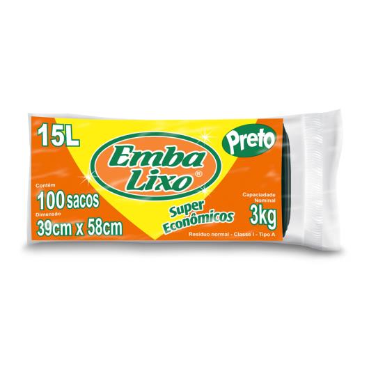 Saco para lixo Embalixo preto 15L com100 unidades - Imagem em destaque