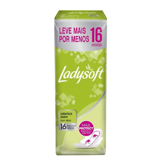 ABSORVENTE FEMININO LADYSOFT NORMAL SUAVE COM ABAS 16 UNIDADES - Imagem em destaque