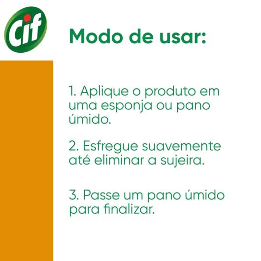 CIF Cremoso Limpeza Milagrosa produto de limpeza de casa milagroso Cif Laranja remove 100% da sujeira difícil sem esforço 250 ml - Imagem em destaque