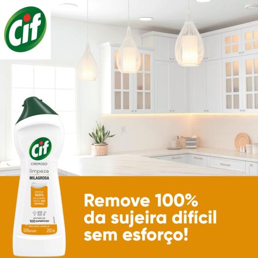 CIF Cremoso Limpeza Milagrosa produto de limpeza de casa milagroso Cif Laranja remove 100% da sujeira difícil sem esforço 250 ml - Imagem em destaque