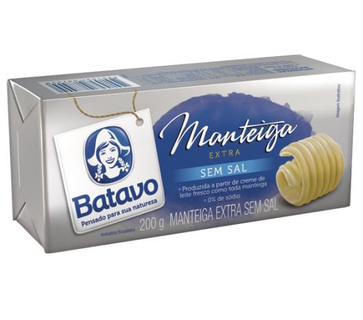 Manteiga extra sem sal Batavo tablete 200g - Imagem em destaque