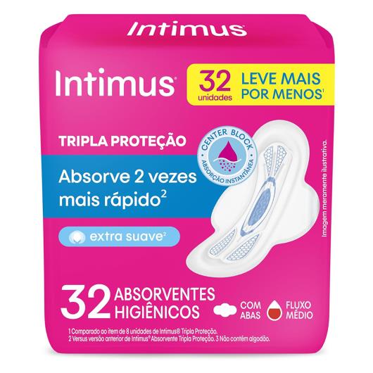 Absorvente INTIMUS Tripla Proteção Suave c/ Abas - 32 unidades - Imagem em destaque