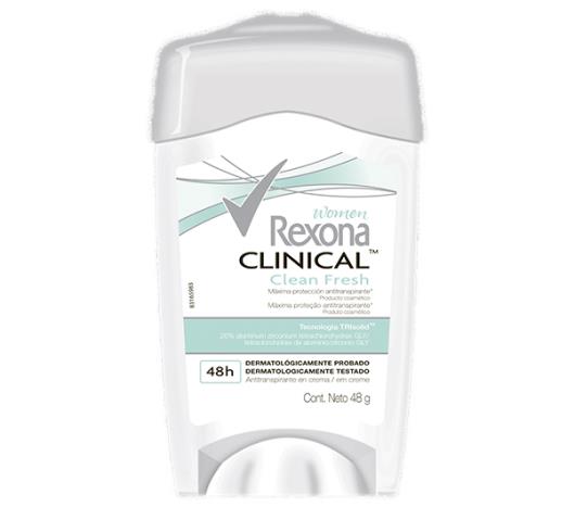 Desodorante Rexona antitranspirante women clinical clean fresh 48g - Imagem em destaque