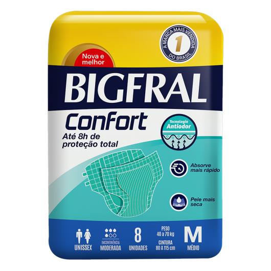 Fralda Descartável Adulto Bigfral Confort M Pacote 8 Unids - Imagem em destaque