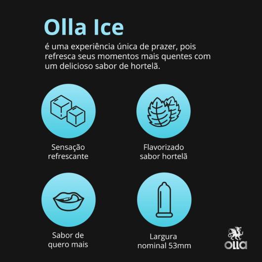 Preservativo Masculino Lubrificado Ice Flavorizado Olla Pacote 3 Unidades - Imagem em destaque