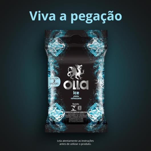 Preservativo Masculino Lubrificado Ice Flavorizado Olla Pacote 3 Unidades - Imagem em destaque