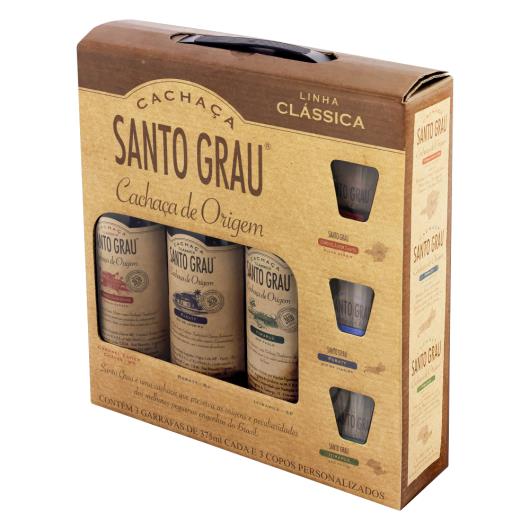 Kit 3 Copos + 3 Cachaças Clássicas Santo Grau 375ml Cada - Imagem em destaque