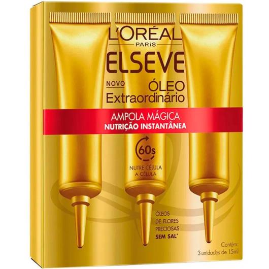 Ampola de nutrição Elseve instantânea óleo extraordinário 3 unidades 45ml - Imagem em destaque