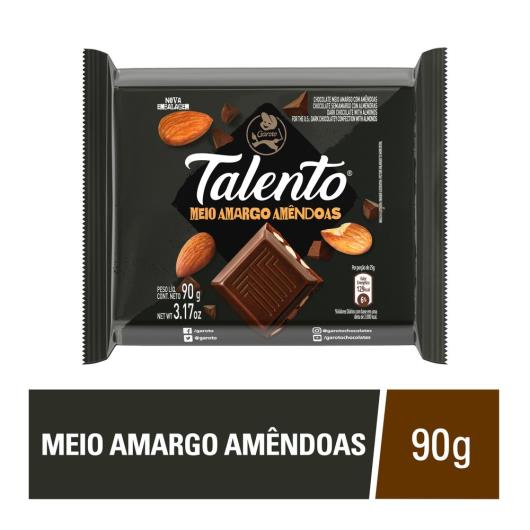 Chocolate Garoto Talento Meio Amargo com Amêndoas 90g - Imagem em destaque