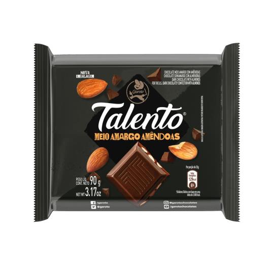 Chocolate Garoto Talento Meio Amargo com Amêndoas 90g - Imagem em destaque