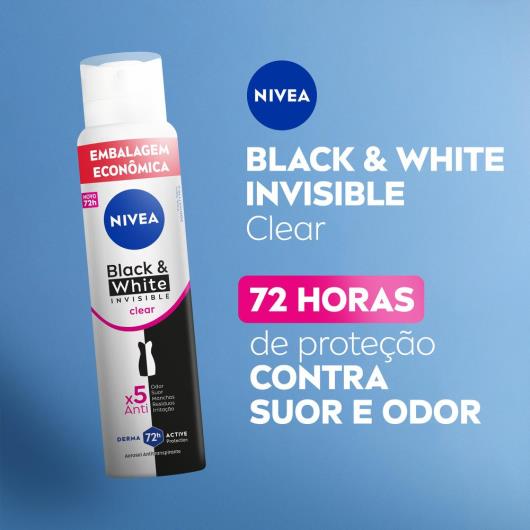 Desodorante Aerossol Invisible Black & White Clear Nivea 200ml Embalagem Econômica - Imagem em destaque
