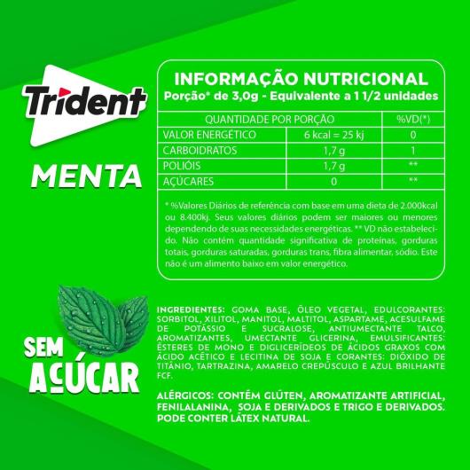 Chiclete Trident Menta Embalagem Econômica 25g - Imagem em destaque