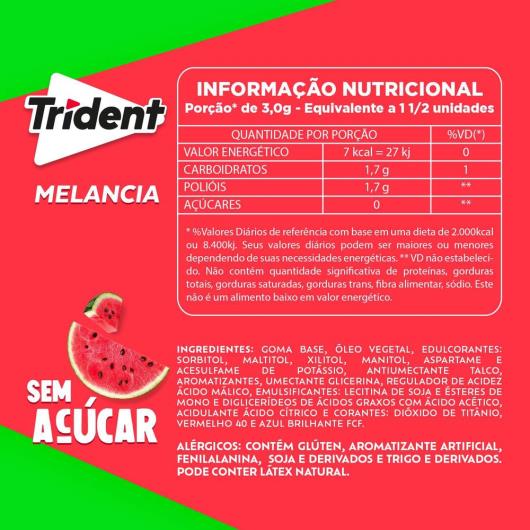 Chiclete Trident Melancia Embalagem Econômica 25g - Imagem em destaque