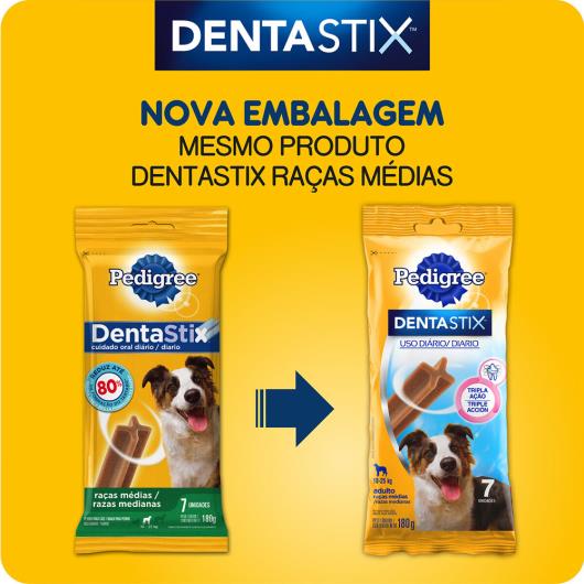 Petisco para Cães Adultos Raças Médias Pedigree Dentastix Pacote 180g 7 Uni - Imagem em destaque