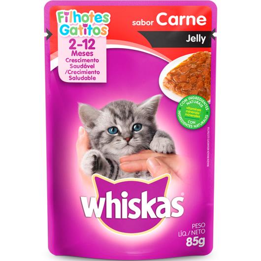Alimento para gatos Whiskas carne filhotes 85g - Imagem em destaque