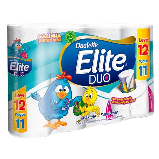 Papel higiênico Elite Dualette Duo Galinha Pintadinha 30 metros c/ 12 unids. - Imagem em destaque