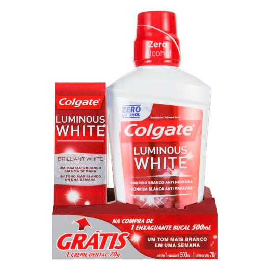 Kit Enxaguante Bucal Brilliant White Luminous White Colgate 500ml Grátis 1 Creme Dental 70g - Imagem em destaque