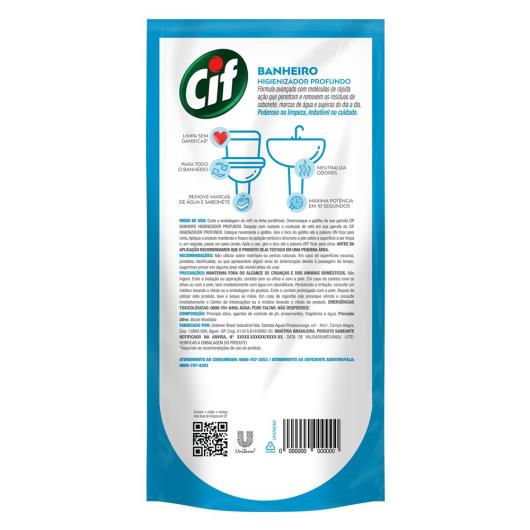 Limpador Higienizador Banheiro Cif Sachê 450ml Refil Econômico - Imagem em destaque