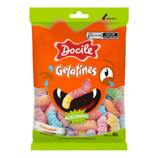 Bala de Gelatina Cobrinhas Cítricas Sour Ácido Docile Gelatines Pacote 80g - Imagem em destaque