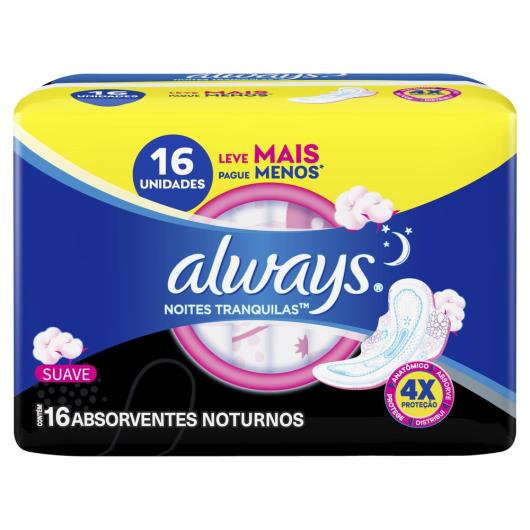 Absorvente Always Noites Tranquilas Suave com abas 16 Unidades - Imagem em destaque